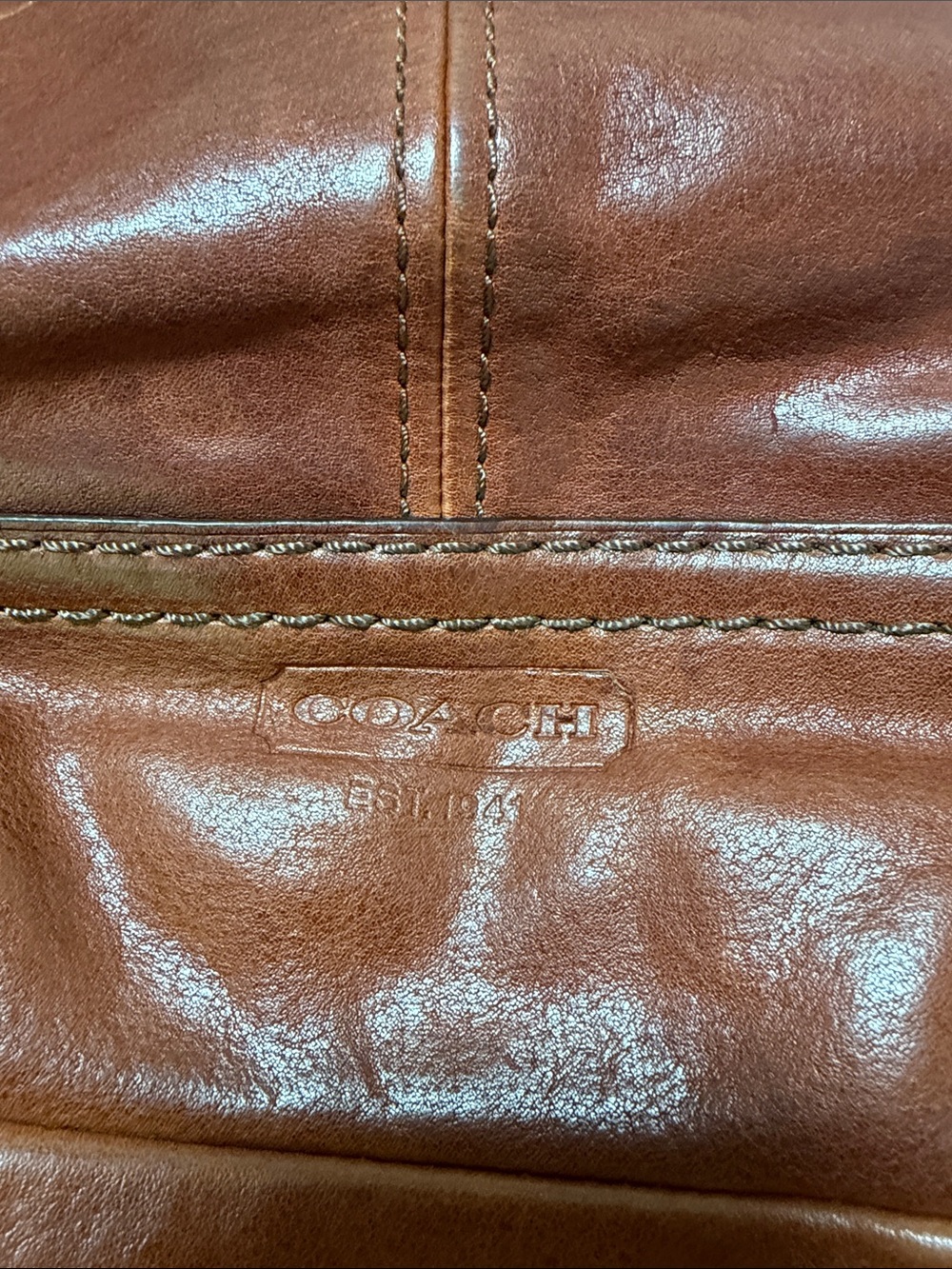 Coach Brown Leather Double-Pocket Tote Bag - Picture 3 of 6